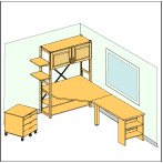自作デザインできる組み立て家具「イキクッカ」で作った本棚付きデスク例5