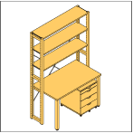 自作デザインできる組み立て家具「イキクッカ」で作った本棚付きデスク例8