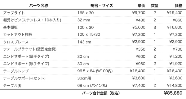 デスクプラン232パーツリスト