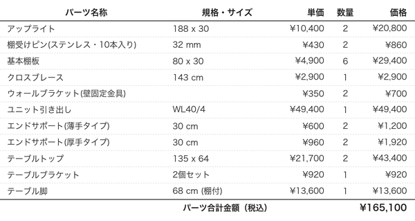 デスクプラン799パーツリスト