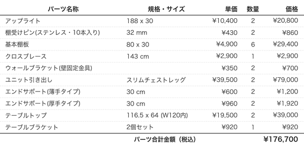 デスクプラン804パーツリスト