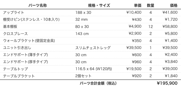 デスクプラン807パーツリスト