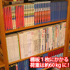 棚板一枚あたりの雑誌重量は50kg超